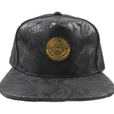 Capital Gains Men's Streetwear Leather Black Python Hat Adjustable Strap Back Cap